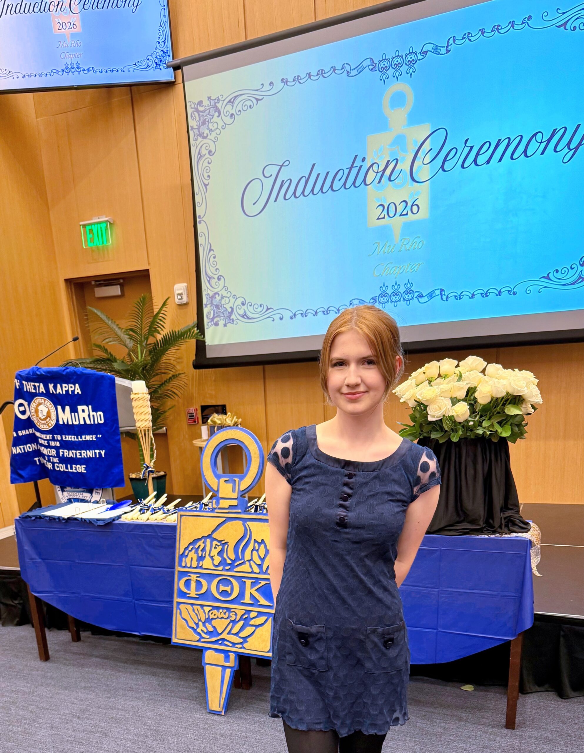 Maggie Laws at the Phi Theta Kappa induction ceremony